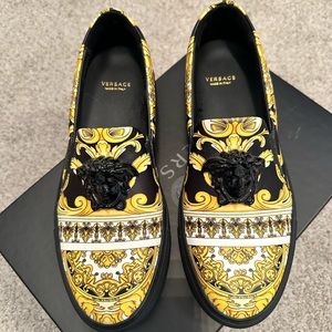 Versace Vitello Sneaker in St. Barocco Pattern